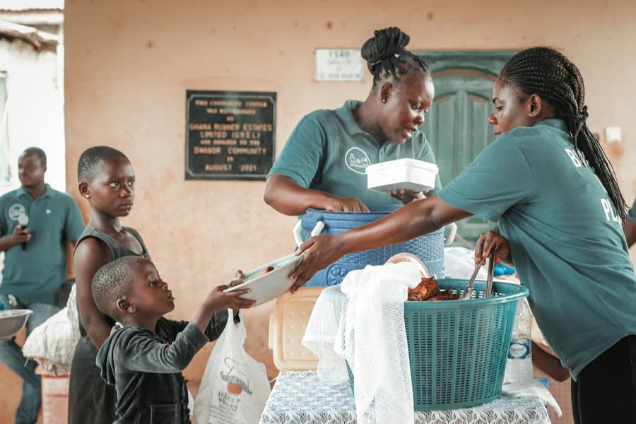 Community volunteers serving
